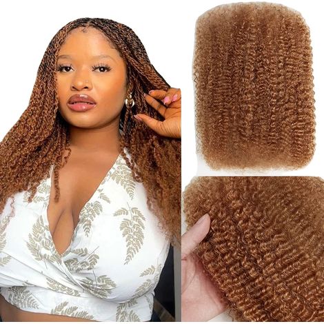 Extensiones de cabello humano, rizado, versátiles para trenzas y rastas, 30, 4 piezas/lote, 45 cm (18 pulgadas) (1/2)
