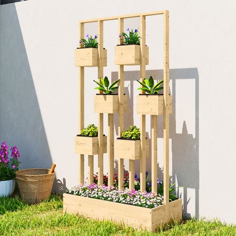 Jardinière surélevée avec paniers en treillis. bac à fleurs en bois. pot de fleurs. 90 x 45 x 170 cm