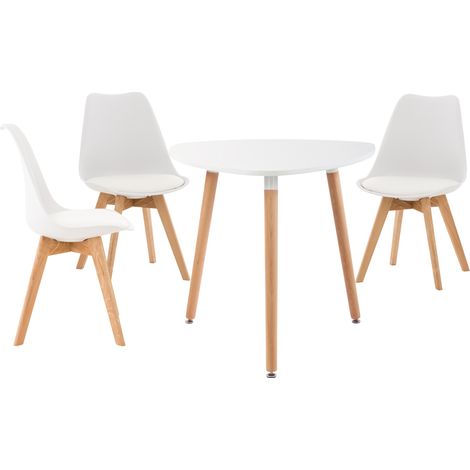 Set de mesa y 3 sillas Libanera para el comedor Blanco (1/5)