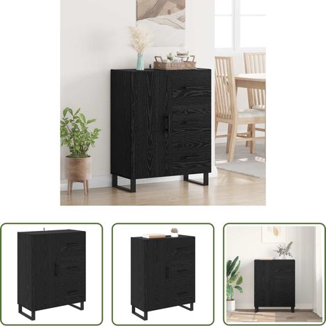 vidaXL Buffet bois aggloméré - Buffet Chêne noir 69,5 x 34 x 90 cm Bois d'ingénierie et fer (1/5)