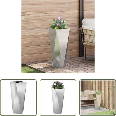 Terrassenpflanzer - Pflanzkübel Silber 30 x 30 x 75 cm Verzinkter Stahl (1/5)