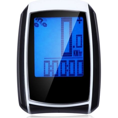 Ordinateur résistant à l\'eau vélo sans fil avec écran LCD rétro-éclairage Compteur de vitesse automatique de réveil (1/4)