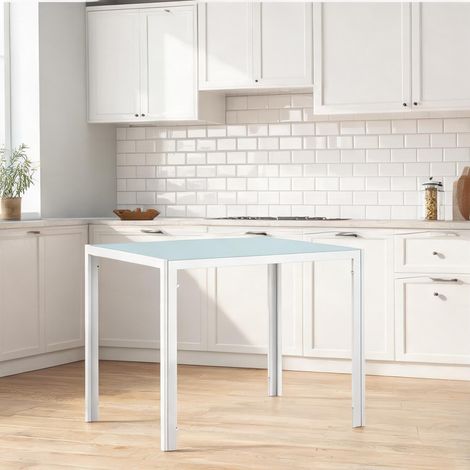 Table de salle à manger weiß en stahl Hartglas 75 x 75 x 75 cm (1/5)