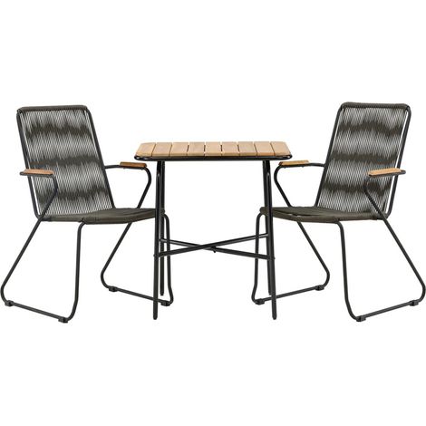 Ensemble Table de Jardin & 2 Chaises "Holmbeck & Matstolar" 74cm Naturel & Gris Foncé