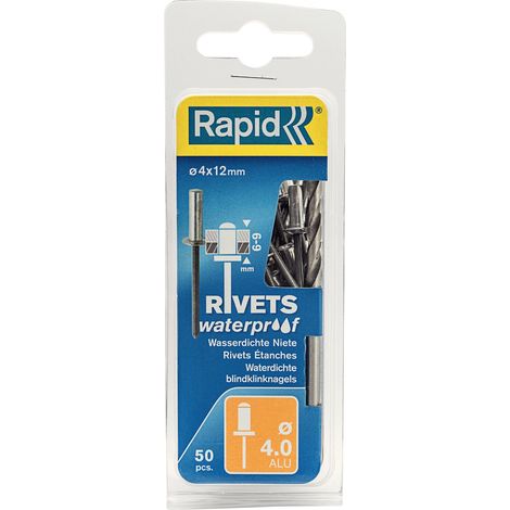 Juego de 50 remaches de aluminio Diam.4 x H.12 mm RAPID Rapid