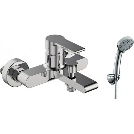 Miscelatore vasca in ottone con doccetta e flessibile inox Ele-180V kamalu (1/4)