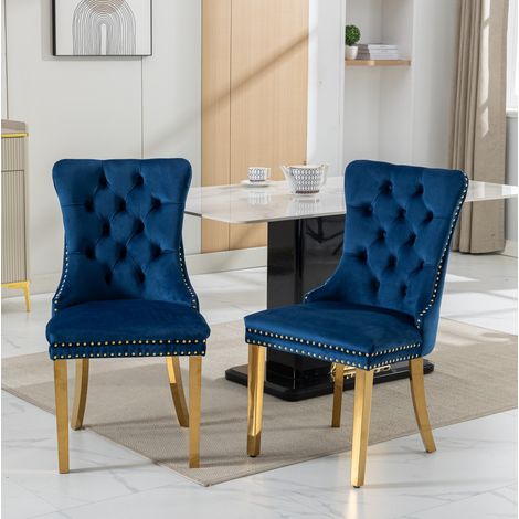 MEUBLIV Silla de comedor 62x50x95 cm azul – respaldo alto, lote de 2 (1/5)