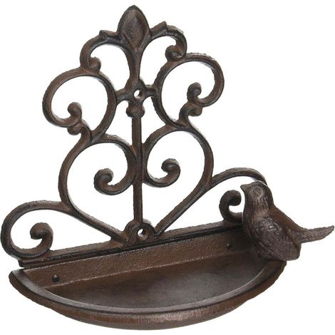 bebedero para pájaros de pared de hierro fundido