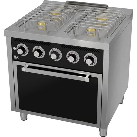 Fourneau "basic" 4 à 6 feux vifs s/750  avec four à gaz - HR Fainca
