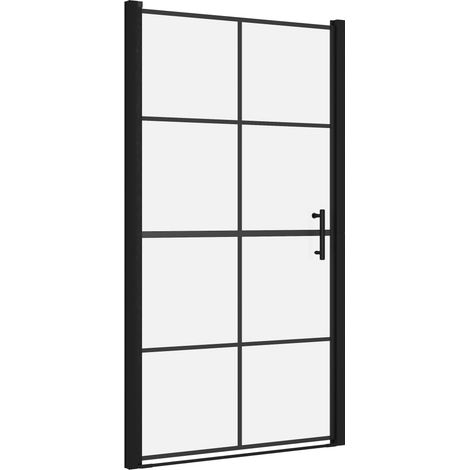 Shower Doors Tempered Glass 100x178 cm Black vidaXL