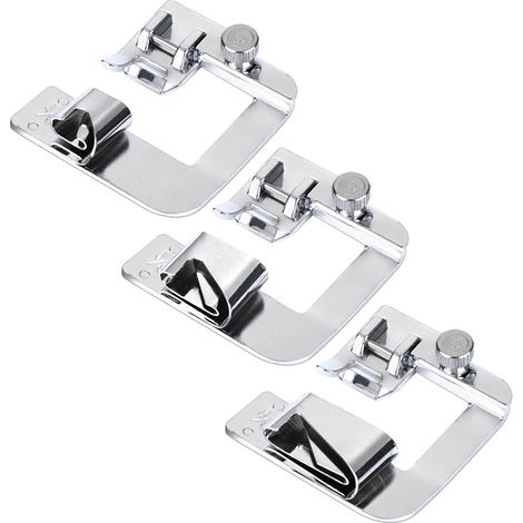 3-teiliges Set breiter Nähfüße, verstellbarer Rollsaum, Schnappverschluss-Nähfüße für Haushaltsnähmaschinen, Patchwork- und Häkelzubehör (1/5)