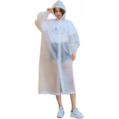 Imperméable EVA non jetable, portable pour les voyages et les activités de plein air, pour adultes, 150 g, 18 pouces, blanc extra épais, effet givré soyeux, cordon de serrage