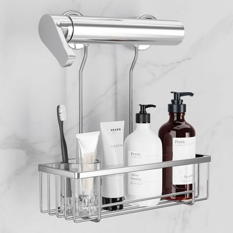 Étagère douche sans perçage 28 x 10,5 x 7,5 cm - Étagère à suspendre - Support douche (1/5)