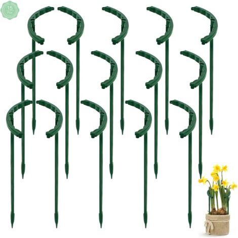 Supports pour plantes (15 pièces), petits supports pour plantes d'intérieur, supports semi-circulaires pour pots de fleurs, bâtonnets en plastique de 25 x 15 mm (1/5)