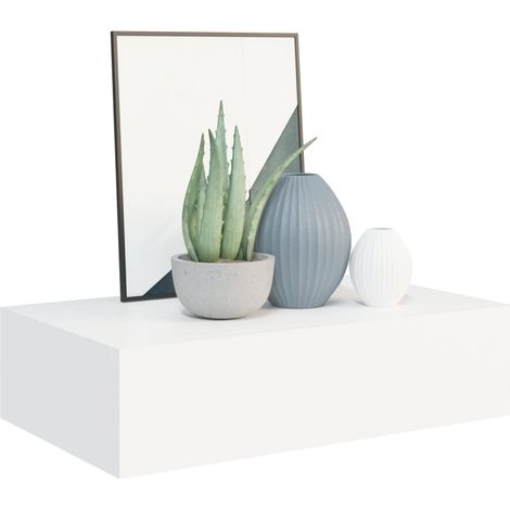 Étagère à tiroir murale Blanc 40x23,5x10 MDF (1/5)