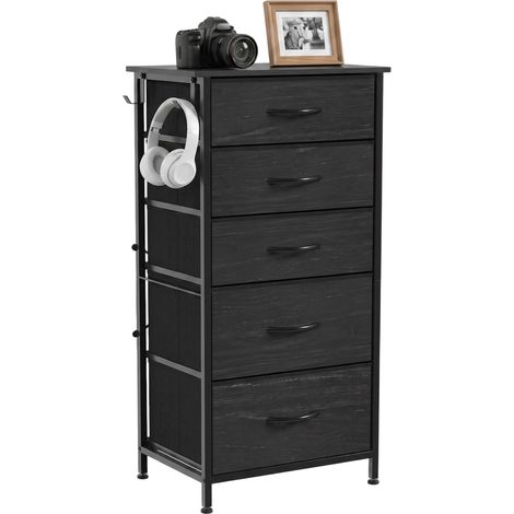 HOMCOM Fabric Chest of Drawers, 5 Drawer Dresser for Bedroom, Black (1/5)