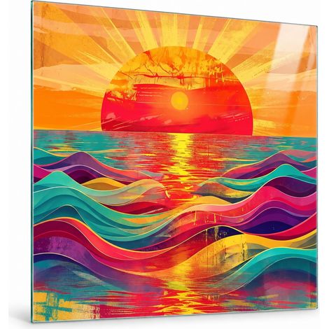 Lupia Quadro su Vetro mare 30x30 cm GLASS TRAMONTI POP RIFLESSI da Parete (1/4)