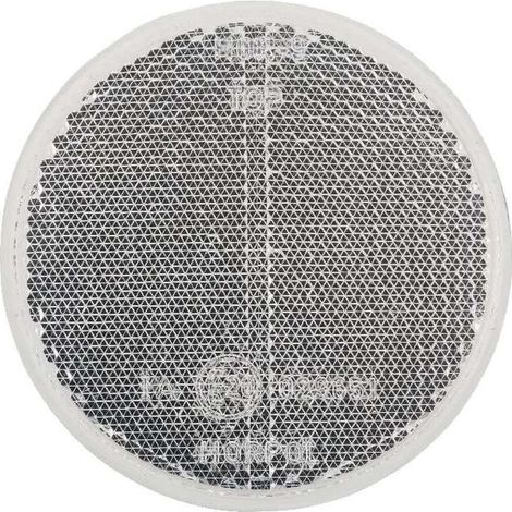 Catadioptre rond blanc 75mm avec boulon de fixation M5x19 au culot réflecteur remorque tracteur voiture (1/2)