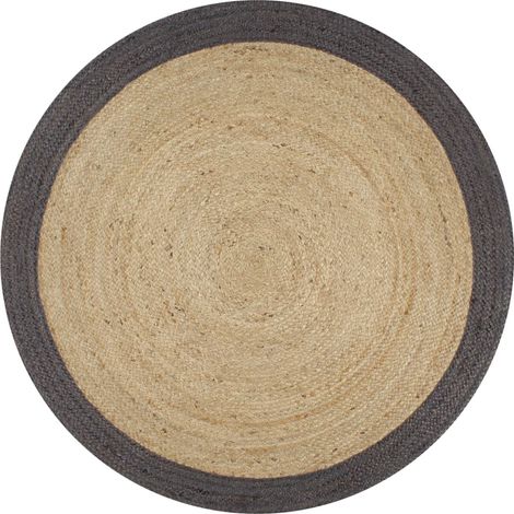 Tappeto fatto a mano in Juta con bordo grigio scuro 90 cm DEC023472