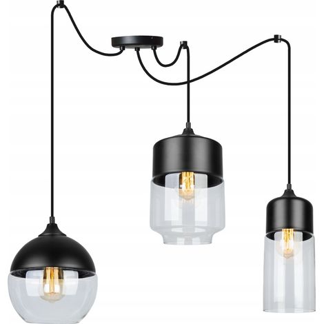 ÉLÉGANTE LAMPE SUSPENDU ARAIGNÉE ABAT-JOUR EN VERRE (1/5)