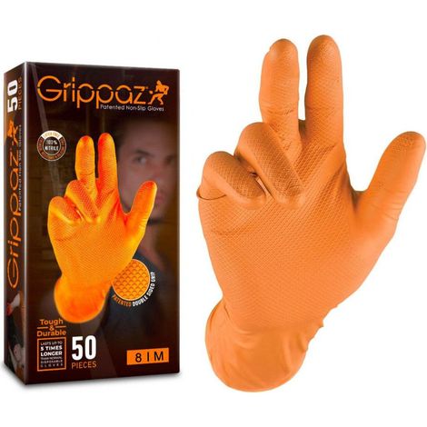 GANTS GRIPPAZ EN NITRILE SANS SILICONE ORANGES TAILLE M - 50 GANTS