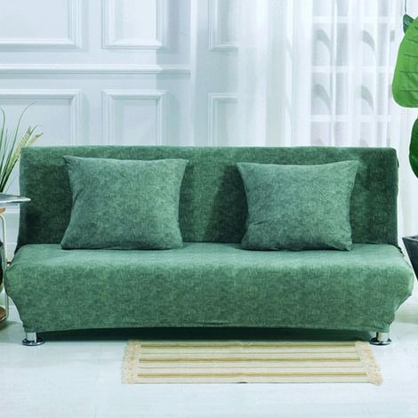 Armless Sofa Cover, Click Clack Sofa Protector, Modern Non-Slip Sofa Cover without Arms, 3-Seater Click Clack Convertible Bed (M-160-190cm, Green) (1/5)