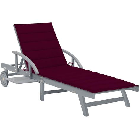 Bain de soleil avec coussin Chaise de jardin - Transat de jardin Bois d'acacia solide BV718686 - BonneVie (1/5)