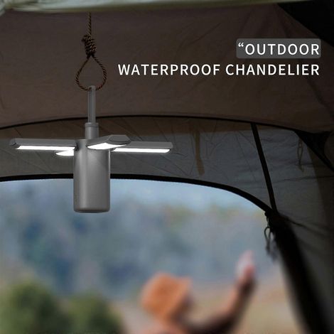 Lanterne LED rechargeable avec crochet de suspension et lampe pliante à 4 feuilles pour l'extérieur (1/4)