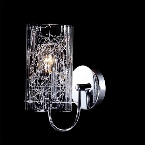 Italux Ibiza - Applique Moderna Cromo 1 Luce con Paralume in Vetro, attacco E14