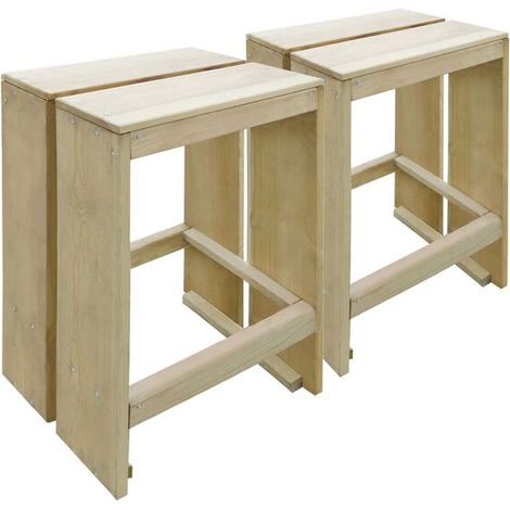 Deux tabourets de bar d'extérieur, en pin trempé. (1/3)