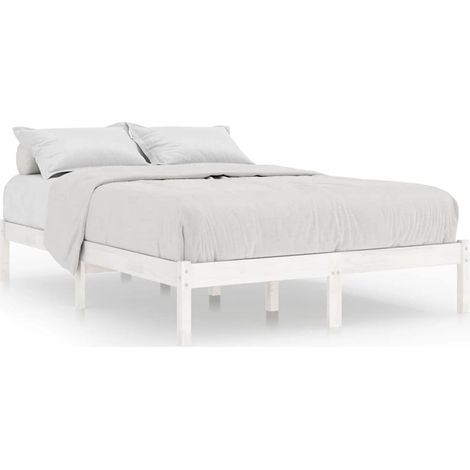 Maison Exclusive - Cadre de lit sans matelas blanc bois massif 140x200 cm (1/5)