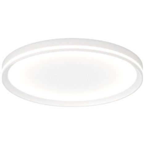 Plafoniera moderna top light aera 1222 50 led cct switch biemissione metallo acrilico, finitura metallo bianco