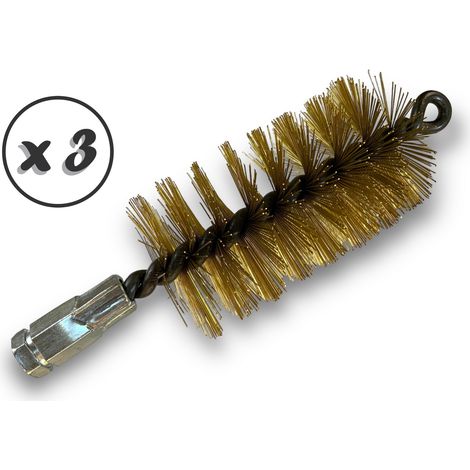 Lot de 3 Brosses à tube PRO LAITON Ø 55 mm Raccord M12175 femelle Ame en acier torsadé Nettoyage brossage tube et canalisation Kibros 41SCL55x3