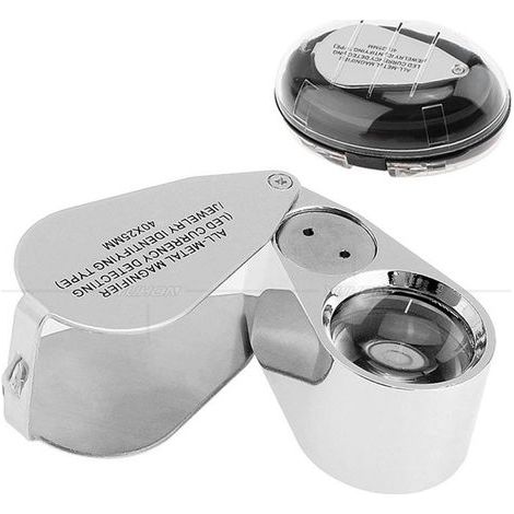 40-fache beleuchtete Juwelierlupe für Metall, faltbare Taschenlupe mit LED- und UV-Licht zur Untersuchung von Schmuck und Münzen - Oi-FRIS (1/5)