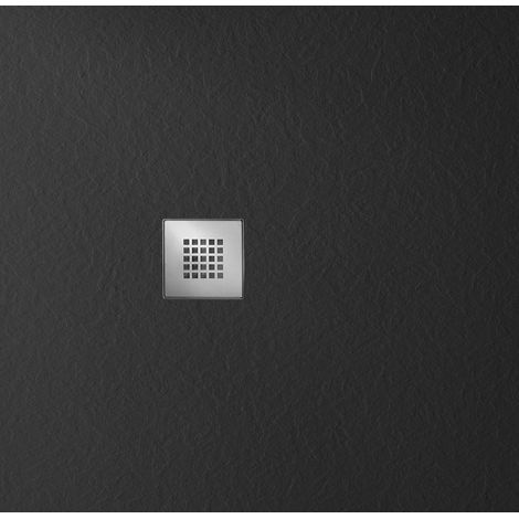 Receveur de douche carré en marbre de culture MITIA 90x90cm, noir (1/2)