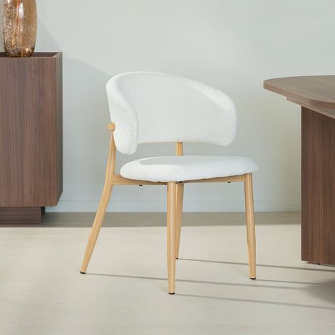 Japandi Esszimmerstuhl Yuka Beige – Rahmen in Eichenoptik (1/5)