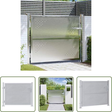 vidaXL Silber - Gartentor mit Schloss Silber 85 x 70 cm Edelstahl (1/5)