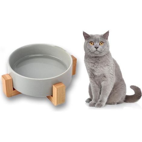 Bac à litière en céramique surélevé avec support - Convient aux petits chiens, avec gamelles pour eau et nourriture - Antidérapant et anti-éclaboussures - Gamelle anti-basculement - Usage intérieur un (1/5)
