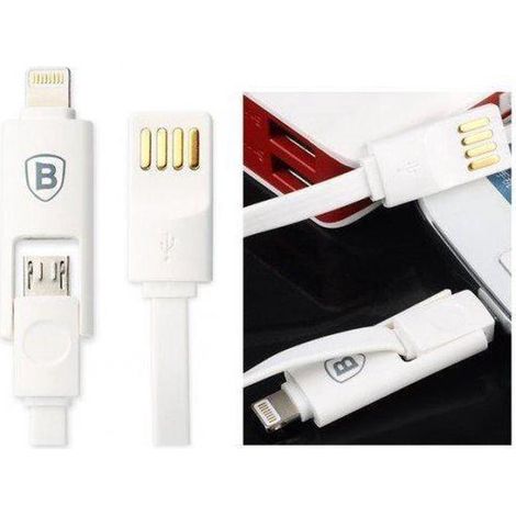 Cable micro USB para iPhone con doble puerto Baseus Blanco