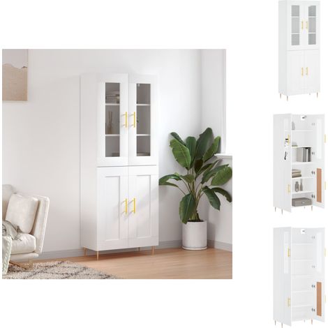 Sideboards - Living Highboard Weiß 69,5x34x180 cm Holzwerkstoff (1/5)