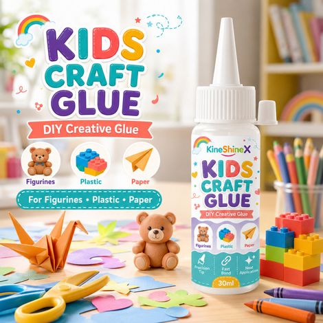 KineShineX Kinder-Bastelkleber 30 ml – Präzisionsspitze für Figuren, Modelle, Plastikbausteine, Papier (1/5)