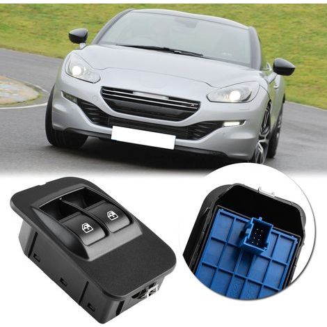 Interrupteur de fenêtre électrique avec cadre pour Peugeot - Modèle 735461275 - Compatible Citroen/Fiat (Kit noir) (1/5)
