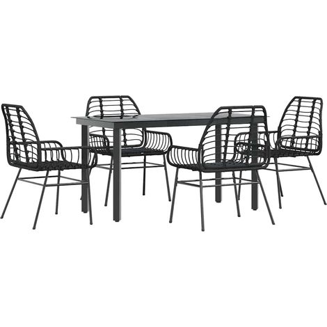Maison Exclusive - Set Mobili da Pranzo per Giardino 5 pz Nero Polyrattan Vetro (1/5)