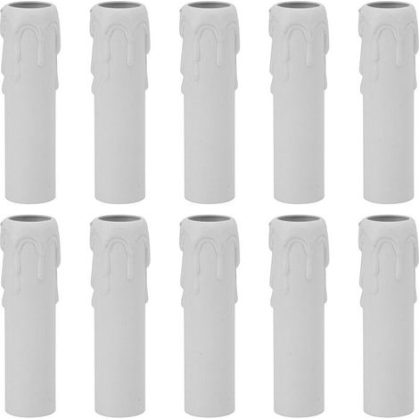 Paquet de 10 bougies gouttes gouttes en plastique couvre les tubes pour lustre lumière pendants luminaires blanc (1/5)