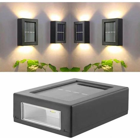 Lot de 2 lampes solaires pour façade, mur, escalier Éclairage extérieur de façade solaire noir-AquaForge (1/5)