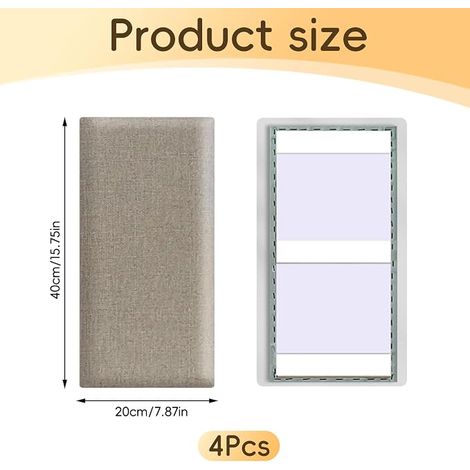 3D Upholstered Wall Panels Cotton Linen Wall Sticker Anti-Collision Headboard 3D Wall Covering Khaki 40x20cm (1/4)