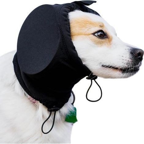 Cuffie antirumore per cani, ideali per proteggere da fuochi d'artificio e temporali. Lavabili e fonoassorbenti. Design caldo. Adatte a tutte le razze canine. Colore nero, taglia L. (1/5)