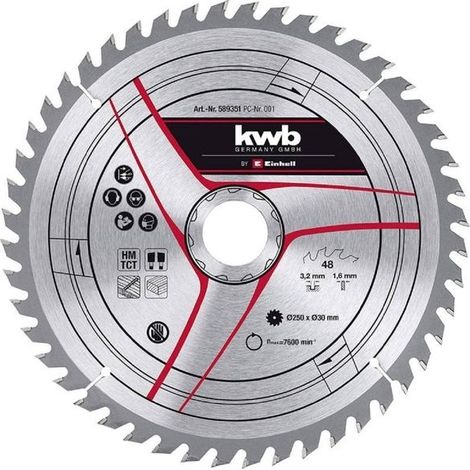 Einhell 49589351 Lama Circolare per Legno 250 mm foro 30 mm 48 denti sp. 3,2 mm