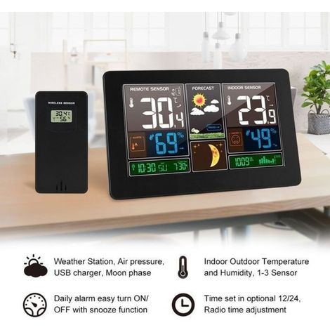 Indoor/Outdoor Digital Weather, Thermometer, Hygrometer, Clock, Weather Forecast, Wireless Sensors (1/5)