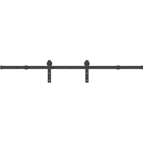 Kit de quincaillerie pour porte coulissante de 183 cm, acier noir